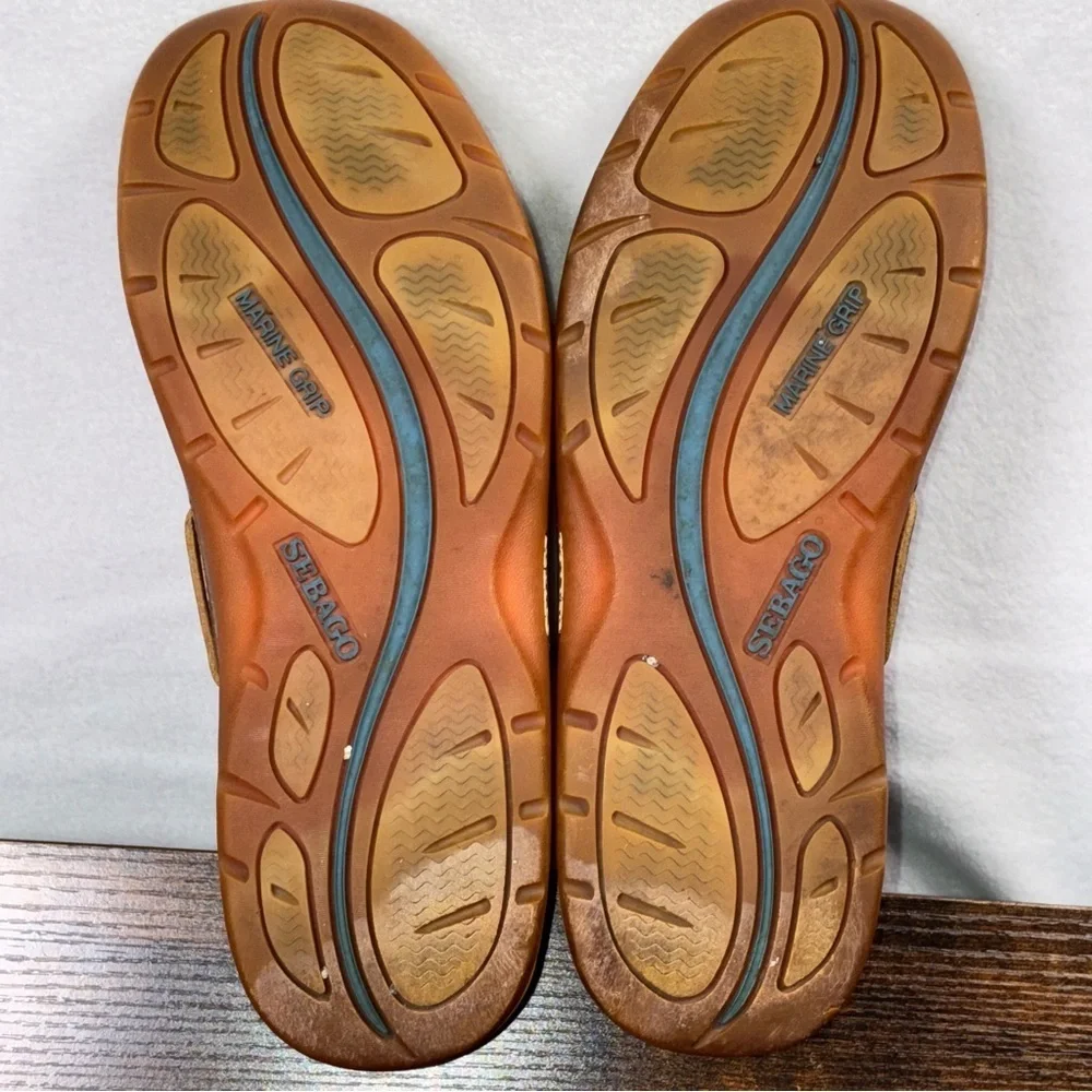 Sebago Becket Mens Boat Shoes Casual Tan Size 9M Leather Loafers Preppy Sailing